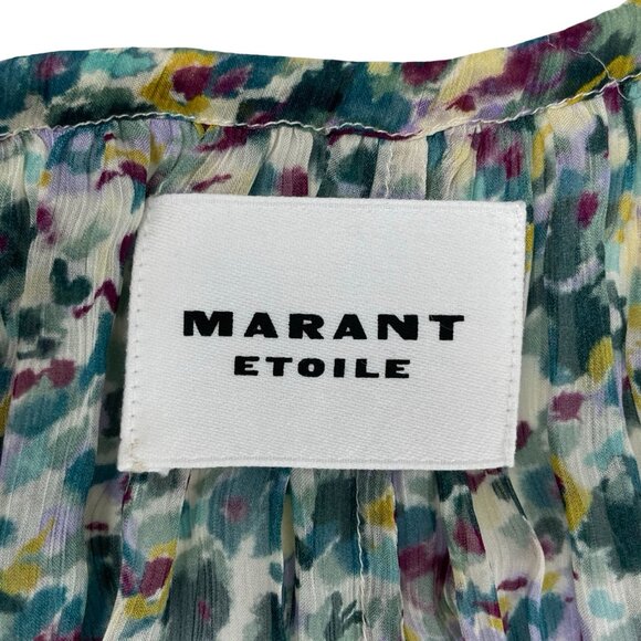 Isabel Marant Étoile Florise Smocked Floral Mini Dress – Green Multi - Picture 3 of 16